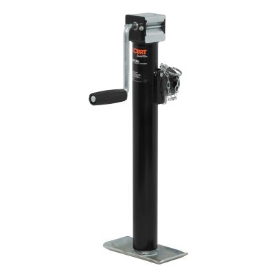 CURT 2,000 lb. Pipe-Mount Swivel Trailer Jack with Side Handle, 15 in. Travel