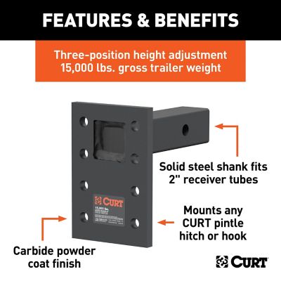Image showing  Adjustable Pintle Mount (2 in. Shank, 15,000 lb., 7 in. High, 6 in. Long), 48328