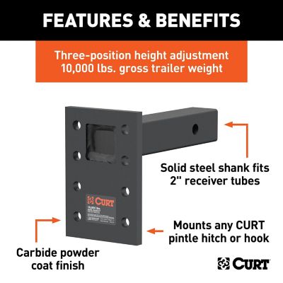 Image showing  Adjustable Pintle Mount (2 in. Shank, 10,000 lb., 7 in. High, 8 in. Long), 48324