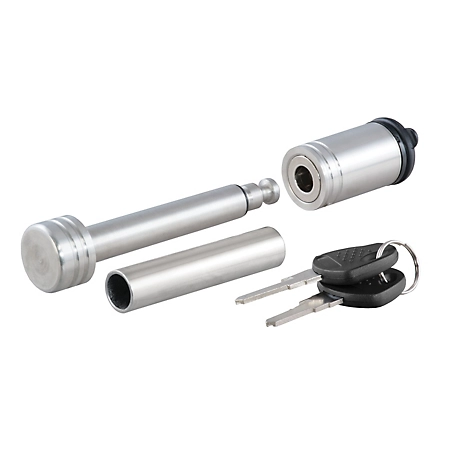 CURT 1/2 in. Hitch Lock with 5/8 in. Adapter (1-1/4 in. or 2 in. Receiver, Barbell, Stainless), 23517