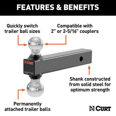 Image showing  2 in. Shank Multi-Ball Mount with 2 in. and 2-5/16 in. Chrome Balls, 750/1,000 lb. Capacity, 45665