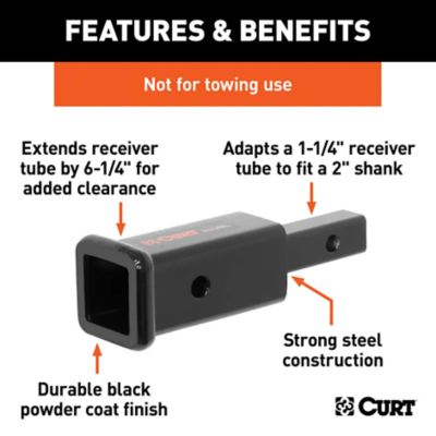 Image showing  Receiver Tube Adapter (1-1/4 in. to 2 in. Shank, Not for Towing Use, 6-1/4 in. Length), 45785