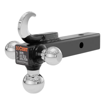 CURT Multi-Ball Mount with Hook (2 in. Solid Shank, 1-7/8 in., 2 in. & 2-5/16 in. Chrome Balls), 45675