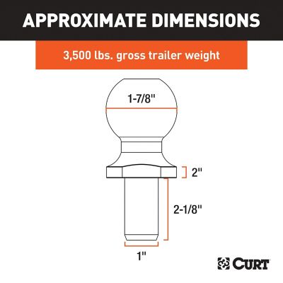 Image showing  1-7/8 in. Trailer Ball (1 in. x 2-1/8 in. Shank, 2 in. Rise, 3,500 lb., Chrome), 40032