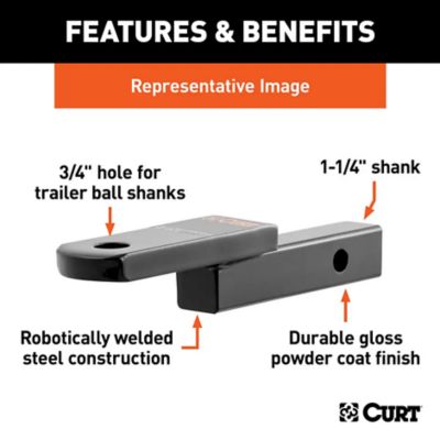 Image showing  1-1/4 in. Shank Class 2 Ball Mount, 3,500 lb. Capacity, 9-3/4 in. L, 45519