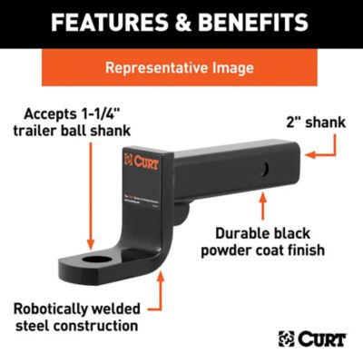 Image showing  2 in. Shank Class 4 Ball Mount, 4 in. Drop, 12,000 lb. Capacity, 9-3/8 in. L