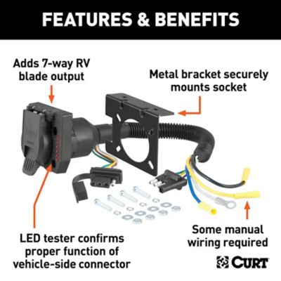 Image showing  Dual-Output Electrical Adapter with Tester (Adds 7-Way RV Blade to 4-Way Flat), 57674