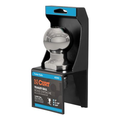 CURT 2 in. Trailer Ball (3/4 in. x 2-1/8 in. Shank, 3,500 lb., Stainless, Packaged), 40082