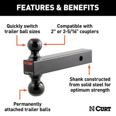 Image showing  2 in. Shank Multi-Ball Mount with 2 in. and 2-5/16 in. Black Balls, 750/1,000 lb. Capacity
