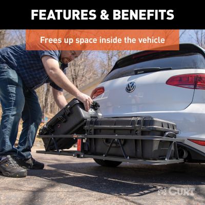 Image showing  500 lb. 48 in. x 20 in. Steel Basket Cargo Carrier, 1-1/4 in., 2 in. Adapter, Black