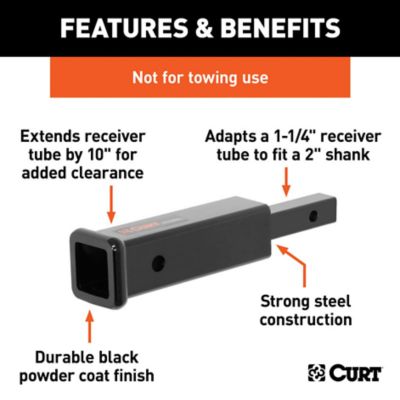 Image showing  Receiver Tube Adapter (1-1/4 in. to 2 in. Shank, Not for Towing Use, 6-1/4 in. Length), 45790