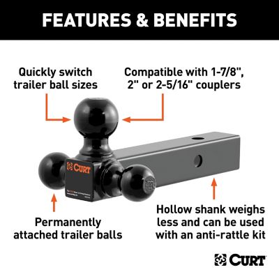 Image showing  2 in. Shank Multi-Ball Mount with 1-7/8 in., 2 in. and 2-5/16 in. Black Balls, 750/1,000 lb. Capacity