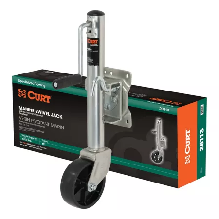 CURT Marine Jack with 6" Wheel (1 200 lbs 10" Travel Packaged) 28113 Trailer Jacks