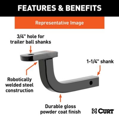 Image showing  1-1/4 in. Shank Class 2 Ball Mount, 3,500 lb. Capacity, 9-3/4 in. L, 45520