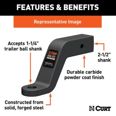 Image showing  2-1/2 in. Shank Commercial-Duty Forged Ball Mount, 4 in. Drop, 20,000 lb. Capacity