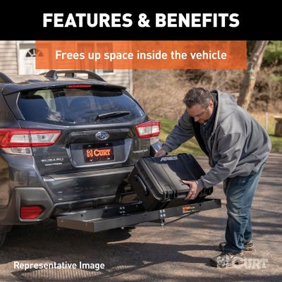 Image showing  500 lb. 60 in. x 20 in. Steel Tray Cargo Carrier, Folding 2 in. Shank, Black