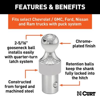 Image showing  2-5/16 in. OEM Puck System Gooseneck Ball, Chevrolet, Ford, GMC, Nissan, Ra, 30,000 lb. Capacity