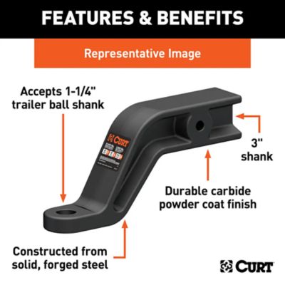 Image showing  3 in. Shank Industrial-Duty Forged Ball Mount, 8 in. Drop, 21,000 lb. Capacity, 10-1/2 in. L