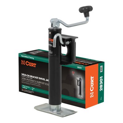 CURT Bracket-Mount Swivel Jack with Top Handle (2,000 lb., 10 in. Travel, Packaged), 28301