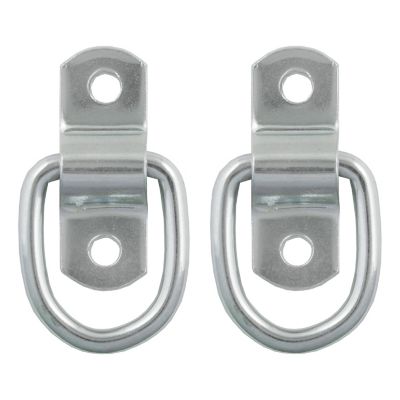 CURT 1 in. x 1-1/4 in. Surface-Mounted Tie-Down D-Rings (1,200 lb., Clear Zinc, 2 Pack), 83731