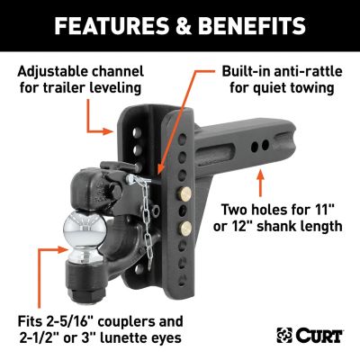Image showing  2-1/2 in. Receiver Adjustable Channel Ball Mount with 2-5/16 in. Ball and Pintle, 20,000 lb. Capacity