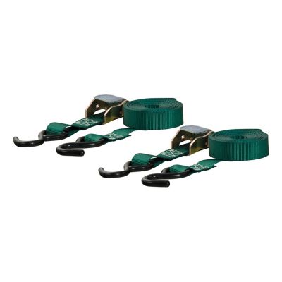 CURT 15 ft. Dark Green Cargo Straps with S-Hooks (300 lb., 2 Pack), 83015