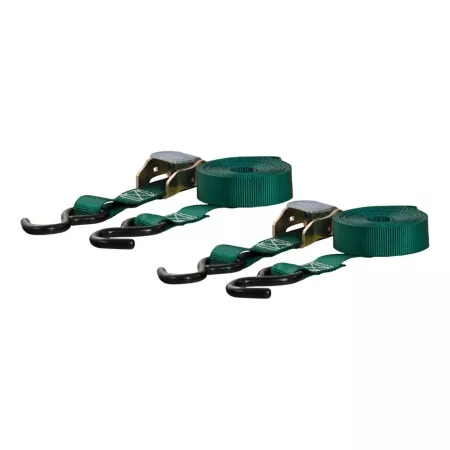 CURT 15 Feet Dark Green Cargo Straps with S-Hooks (300 lbs 2-Pack) 83015 Ratchet Straps