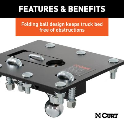 Image showing  30,000 lb. Capacity Over-Bed Folding Ball Gooseneck Hitch for 2000 GMC K3500 8 ft. Bed