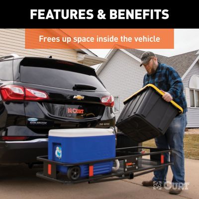 Image showing  500 lb. 60 in. x 20 in. Steel Basket Cargo Carrier, Folding 2 in. Shank, Black