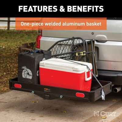 Image showing  500 lb. 49 in. x 22 in. Aluminum Basket Cargo Carrier, Fixed 2 in. Shank, Black