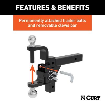 Image showing  2 in. Receiver Adjustable Multi-Purpose Ball Mount with 2 in. and 2-5/16 in. Ball, 6.5 in. Drop, 7,500 lb. Capacity