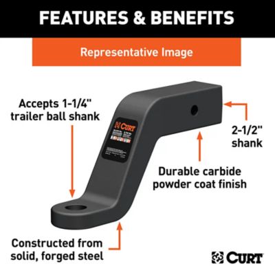 Image showing  2-1/2 in. Shank Commercial-Duty Forged Ball Mount, 2 in. Drop, 20,000 lb. Capacity