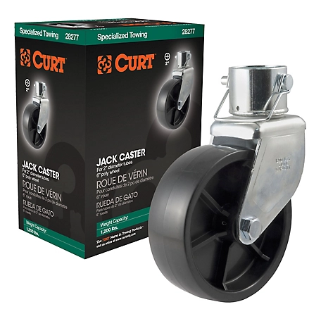 CURT 6 in. Jack Caster (Fits 2 in. Tube, 1,200 lb., Packaged), 28277
