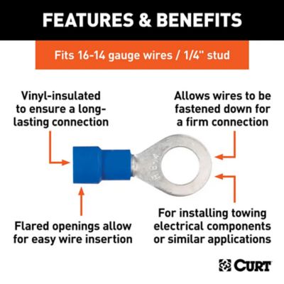Image showing  Ring Terminals (16-14 Wire Gauge, 1/4 in. Stud Size, 100 Pack), 59522