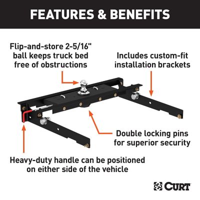 Image showing  30,000 lb. Capacity Double Lock Gooseneck Hitch Kit with Brackets for Select Ford F-150, F-250 and F-350