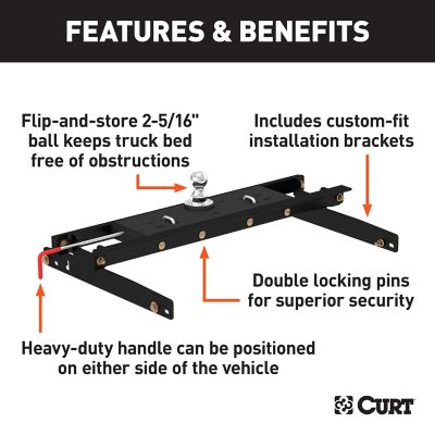 Image showing  Double Lock Gooseneck Hitch Kit with Brackets, Select Dodge Ram 1500, 2500, 3500, 60734