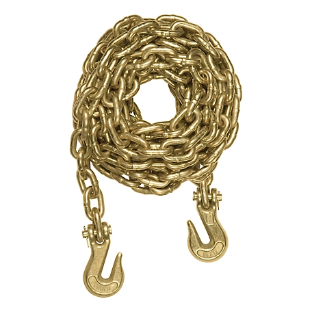 CURT 16 ft. Transport Binder Safety Chain with 2 Clevis Hooks (26,400 lb., Yellow Zinc), 80310