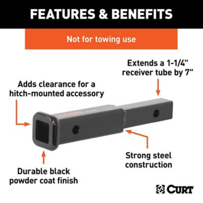 Image showing  7 in. Receiver Tube Extender (1-1/4 in. Shank, Not for Towing Use), 45789