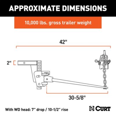 Image showing  Deep Drop Trunnion Bar Weight Distribution Hitch (8K - 10K lb., 30-5/8 in. Bars), 17352
