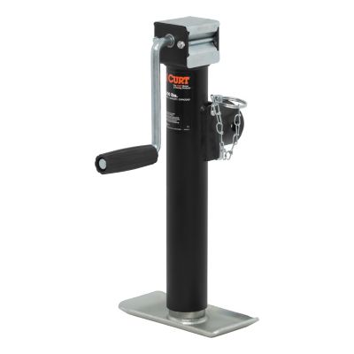 CURT 2,000 lb. Pipe-Mount Swivel Trailer Jack with Side Handle, 10 in. Travel
