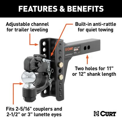 Image showing  2 in. Receiver Adjustable Channel Mount with 2-5/16 in. Ball and Pintle, 13,000 lb. Capacity