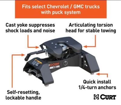 Image showing  30,000 lb. Capacity A30 5th Wheel Hitch for Select 8 ft. Silverado and Sierra 2500 and 3500 HD