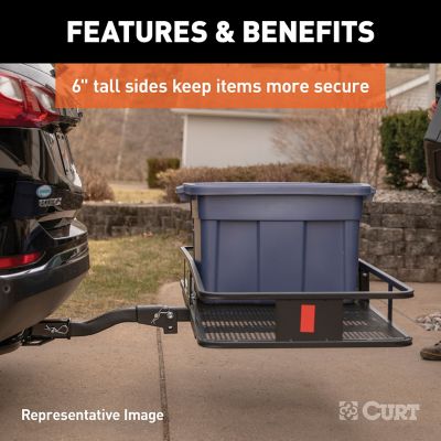 Image showing  500 lb. 60 in. x 20 in. Steel Basket Cargo Carrier, Fixed 2 in. Shank, Black