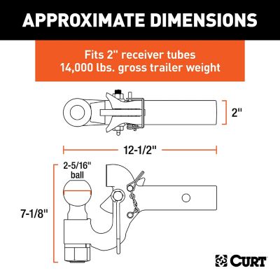 Image showing  2 in. Shank SecureLatch Ball and Pintle Hitch with 2-5/16 in. Ball, 14,000 lb. Capacity