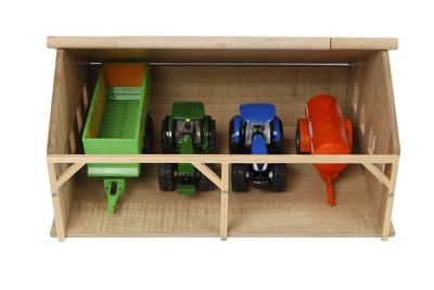 Image showing  Wooden Farm Shed Toy for 4 Tractors, 1:50 Scale
