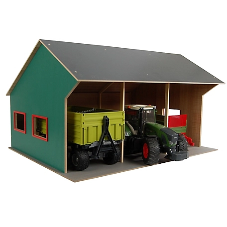 Kids Globe Farm Shed Toy for 3 Tractors, 1:16 Scale, KG610260