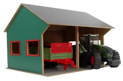 Kids Globe Farm Shed Toy for 2 Tractors, 1:16 Scale, KG610263