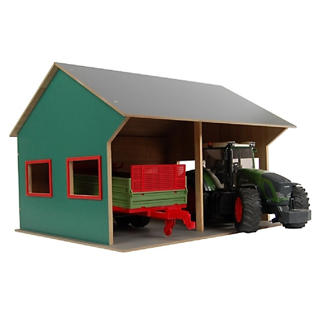Kids Globe Farm Shed Toy for 2 Tractors, 1:16 Scale, KG610263