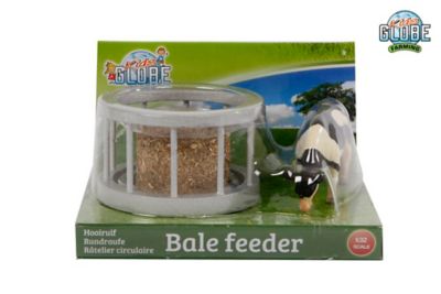 Image showing  3 pc. Cattle Feeder Toy Set with Round Bale and Standing Cow, 1:32 Scale