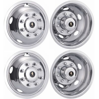 JAE Set of 4, Dodge Ram 3500 DRW 2003-2011 Bolt On Stainless Steel Hubcaps/Wheel Covers for 17 in. Steel Dually Wheels